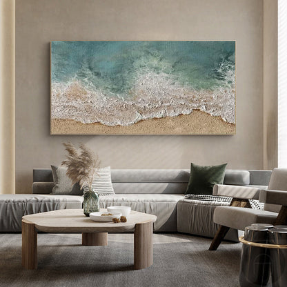 Serene Ocean Wave Art - Coastal Landscape Oil Painting for Home Decor