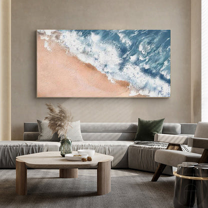 Serene Ocean Wave Oil Painting for Coastal Home D√©cor