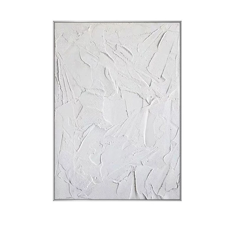 Textured White Abstract Oil Painting for Modern Home Decor