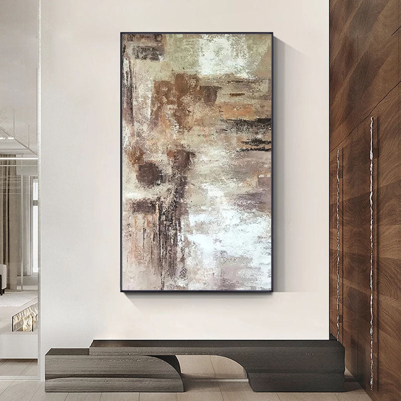 Abstract Oil Painting of Tranquil Steppe Landscape for Modern Home Decor