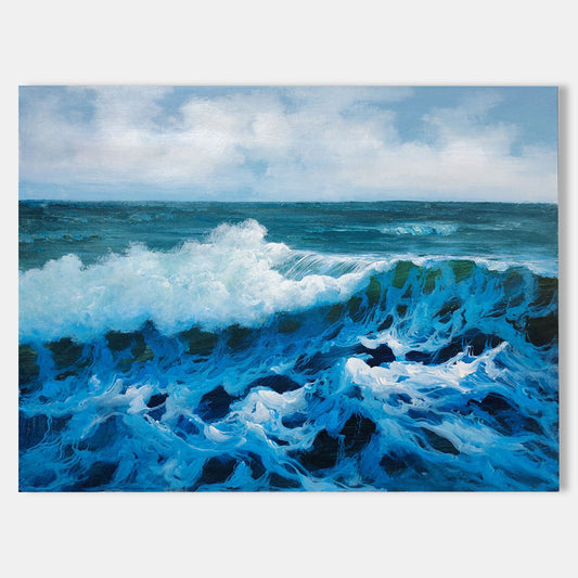 Stunning Hyperrealistic Ocean Waves Oil Painting for Art Lovers