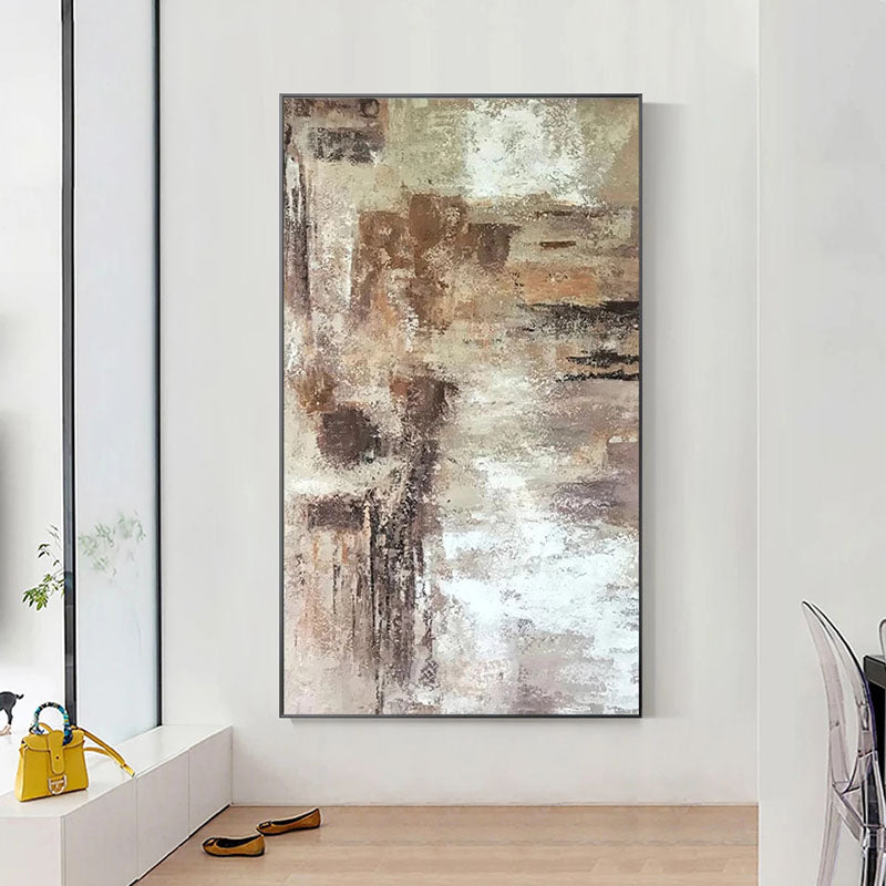 Abstract Oil Painting of Tranquil Steppe Landscape for Modern Home Decor