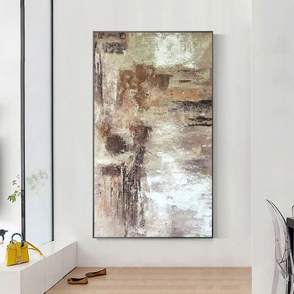 Abstract Oil Painting of Tranquil Steppe Landscape for Modern Home Decor