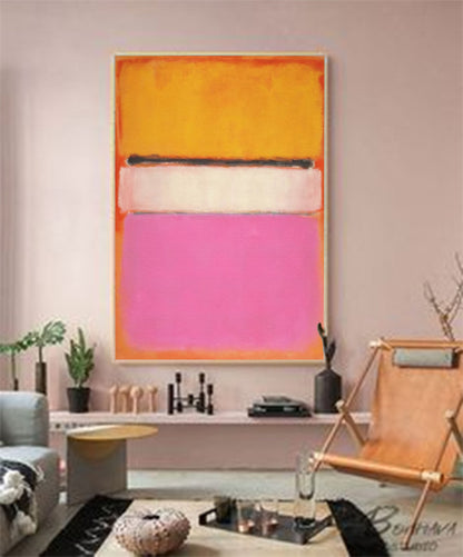 Vibrant Minimalist Oil Painting in Bold Colors for Modern Home Decor