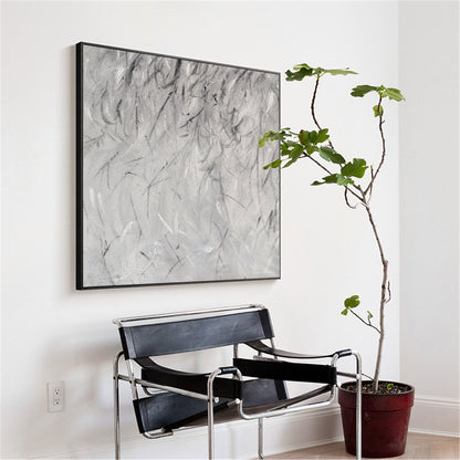 Abstract Black and White Minimalist Oil Painting for Modern Home Decor