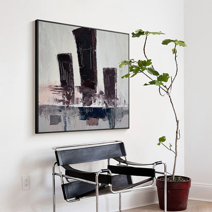 Abstract Modern Cityscape Oil Painting for Contemporary Decor