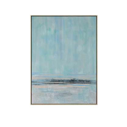 Tranquil Abstract Landscape Oil Painting in Calm Blue Tones for Modern Home Decor