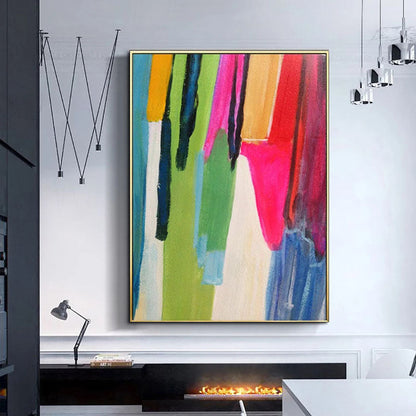 Vibrant Abstract Oil Painting Infused with Colorful Strokes and Dynamic Energy