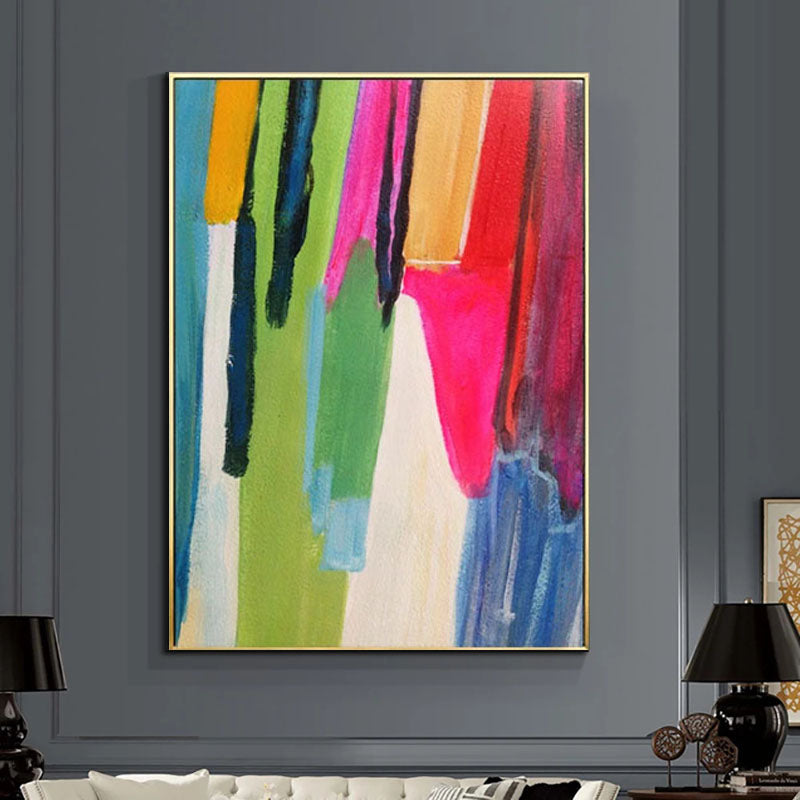 Vibrant Abstract Oil Painting Infused with Colorful Strokes and Dynamic Energy