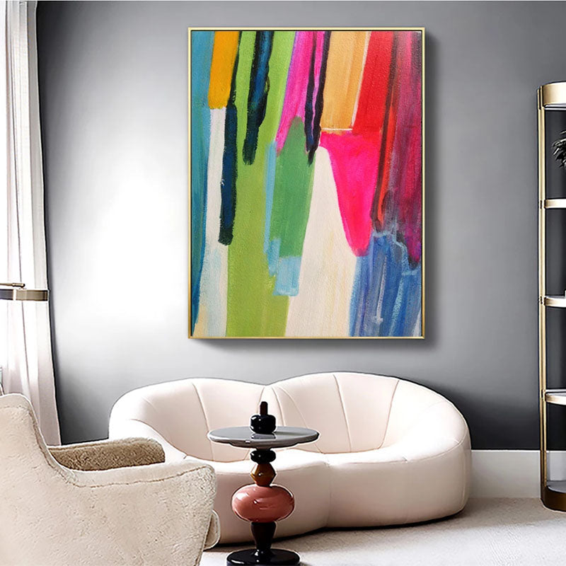 Vibrant Abstract Oil Painting Infused with Colorful Strokes and Dynamic Energy