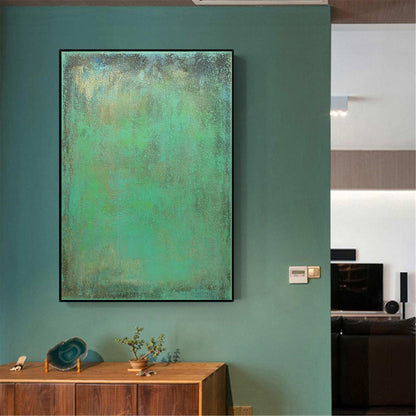 Vibrant Modern Green Abstract Oil Painting for Contemporary Home Décor