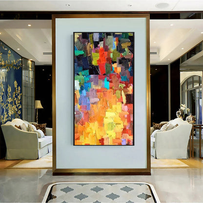 Vibrant Abstract Oil Painting with Bold Colors and Textured Brushstrokes for Modern Decor