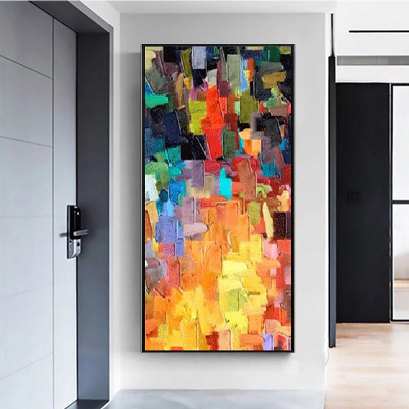 Vibrant Abstract Oil Painting with Bold Colors and Textured Brushstrokes for Modern Decor