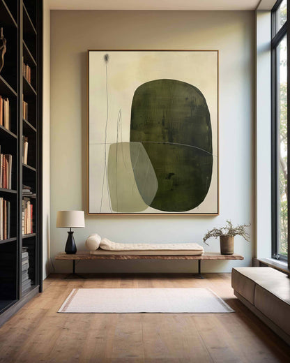 Contemporary Green Abstract Oil Painting for Modern Home Decor