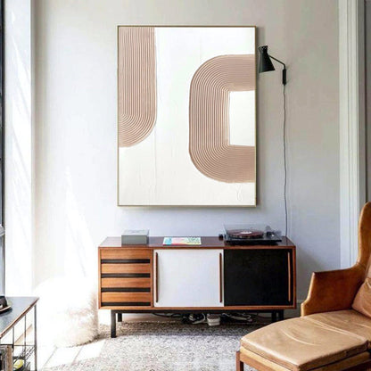 Contemporary Minimalist Abstract Oil Painting with Textured Lines