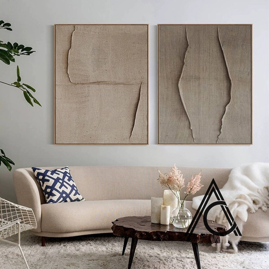 Neutral-Toned Abstract Oil Painting for Modern Home Decor