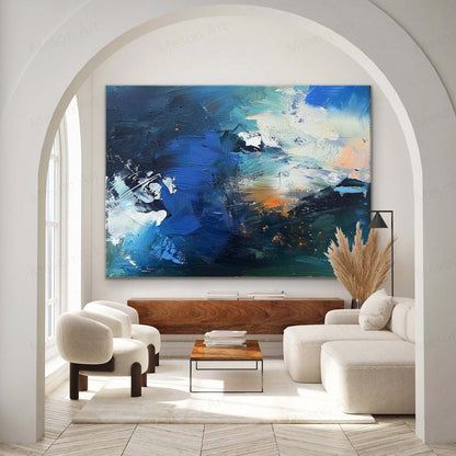 Vibrant Abstract Ocean Wave Oil Painting for Modern Home Decor