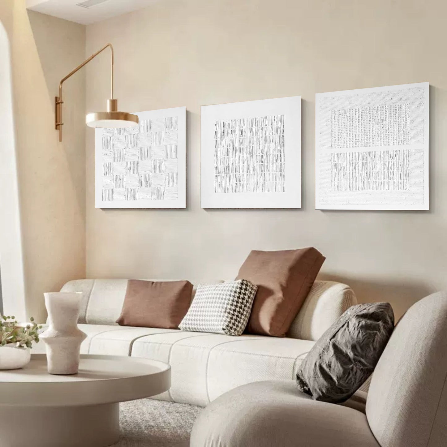 Stylish Abstract Trio for Modern Home D√©cor in Neutral Tones