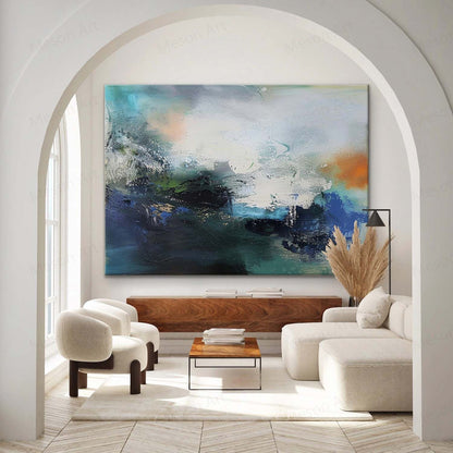 Vibrant Abstract Landscape Oil Painting for Modern Home Decor