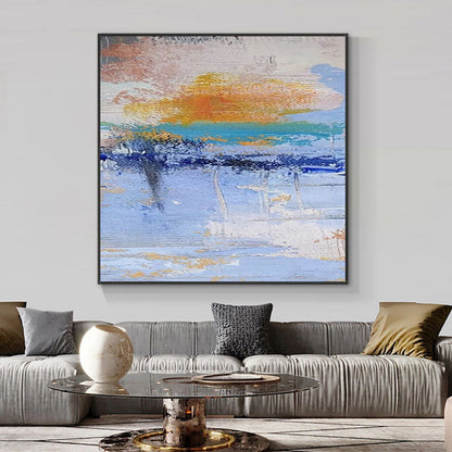 Vibrant Abstract Oil Painting of a Serene Savannah Landscape