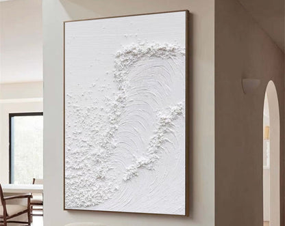 Textured White Abstract Oil Painting for Modern Home Decor