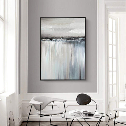 Serene Coastal Landscape Oil Painting - Tranquil Abstract Art for Modern Decor