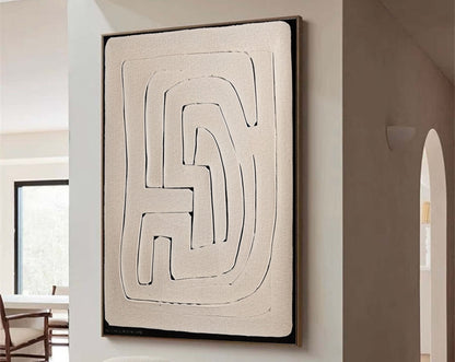 Contemporary Beige and Brown Abstract Oil Painting for Modern Home Decor