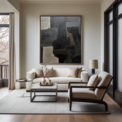 Contemporary Black Abstract Oil Painting for Modern Art Lovers
