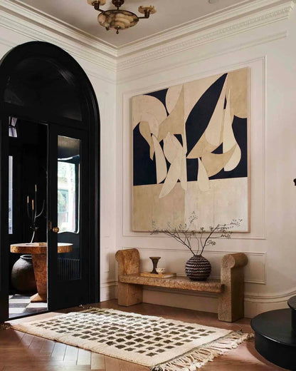 Elegant Minimalist Abstract Oil Painting with Neutral Tones for Modern Decor