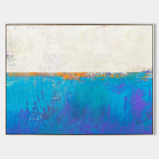 Vibrant Blue Seascape Abstract Art for Coastal Home Decor