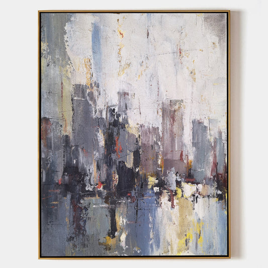 Contemporary Urban Abstract Oil Painting for Modern Home Decor