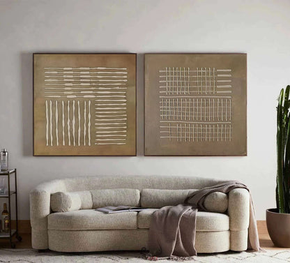 Stylish Beige and Brown Abstract Oil Paintings for Modern Home Decor