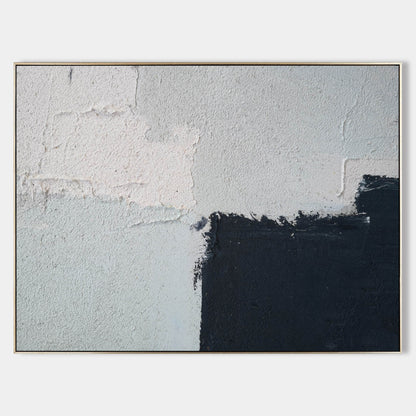 Contemporary Minimalist Abstract Oil Painting in Black and White Tones