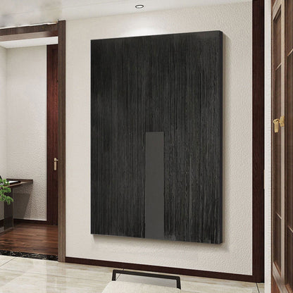 Elegant Black Minimalist Abstract Oil Painting for Modern Home Decor