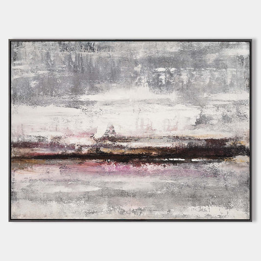 Serene Grey Abstract Landscape Oil Painting for Modern Home Decor