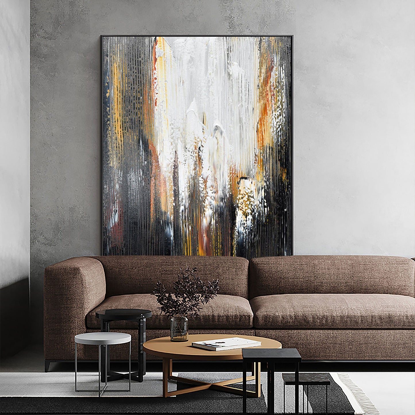 Stunning Black and Gold Abstract Oil Painting for Modern Home Decor