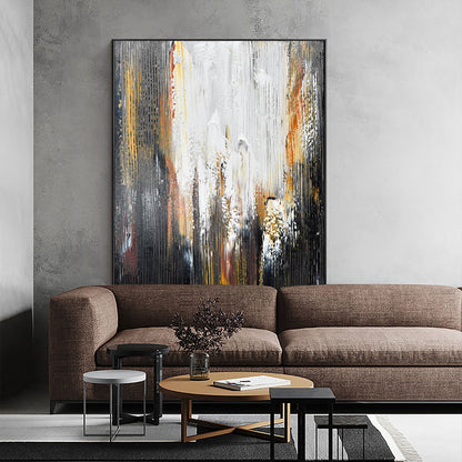 Stunning Black and Gold Abstract Oil Painting for Modern Home Decor