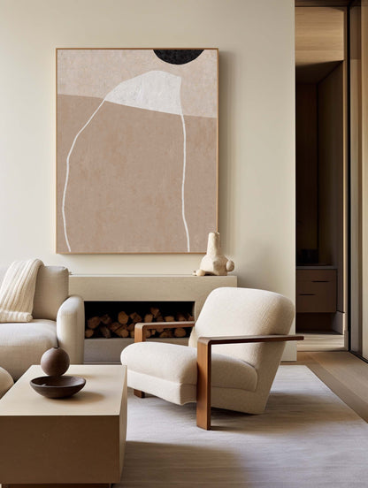 Contemporary Beige Abstract Oil Painting for Modern Home D√©cor