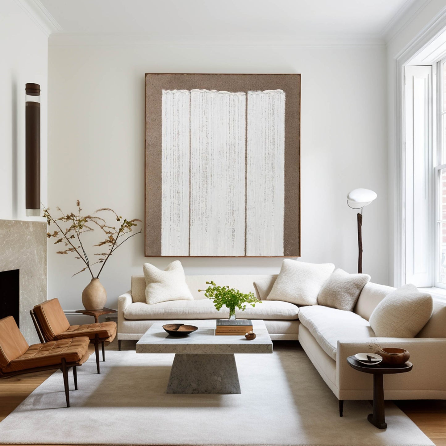 Serene Wabi-Sabi Minimalist Oil Painting for Modern Home Decor