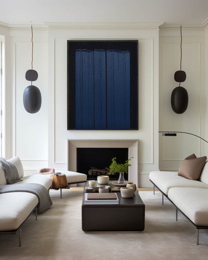 Elegant Blue Abstract Minimalist Oil Painting for Modern Art Decor