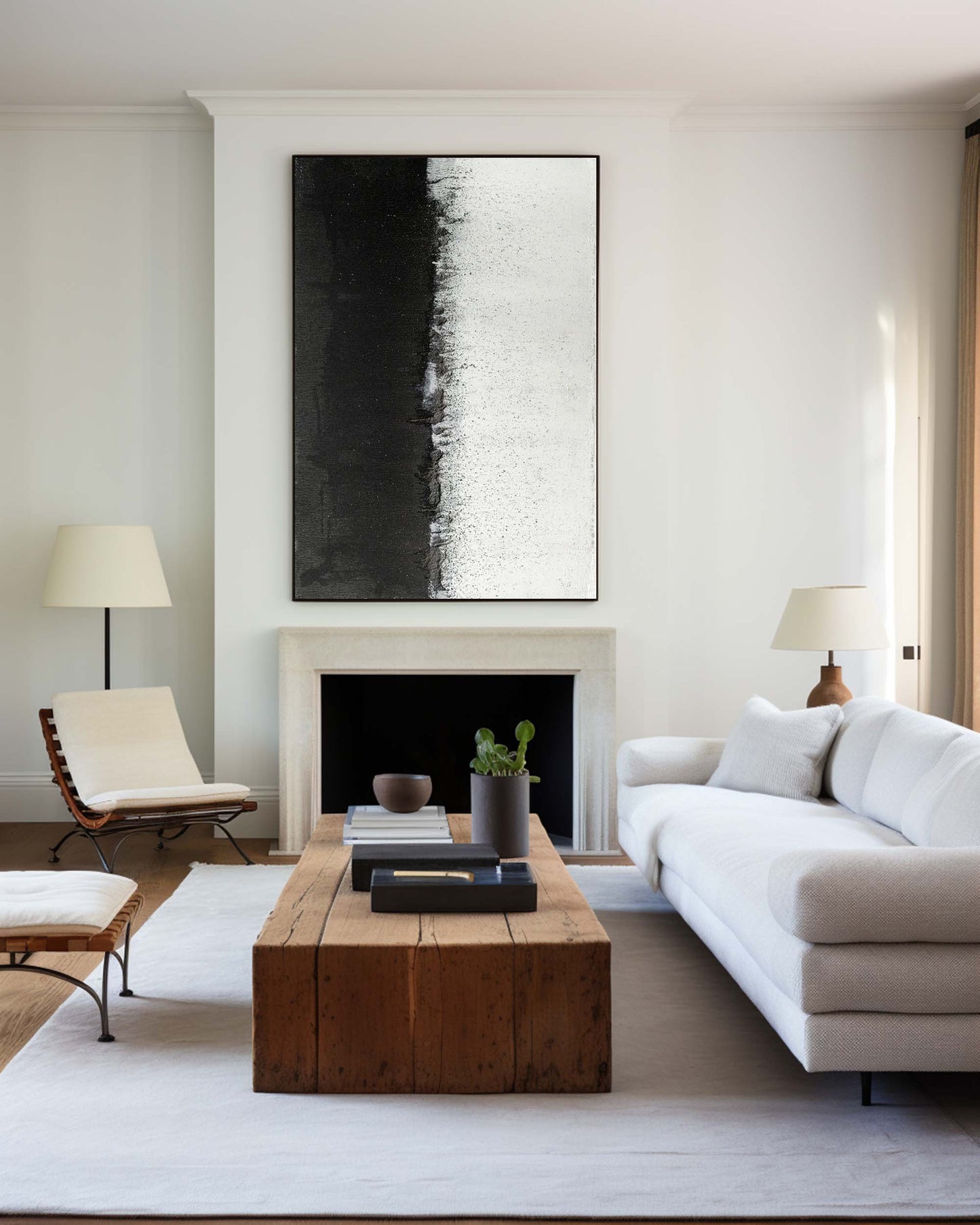 Stunning Black and White Minimalist Oil Painting for Modern Home Decor