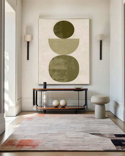 Contemporary Geometric Oil Painting in Earthy Tones for Modern Home Decor