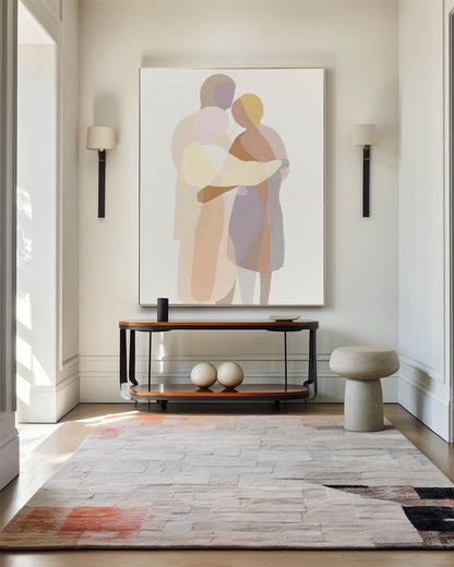 Abstract Minimalist Portrait of Love and Connection in Oil