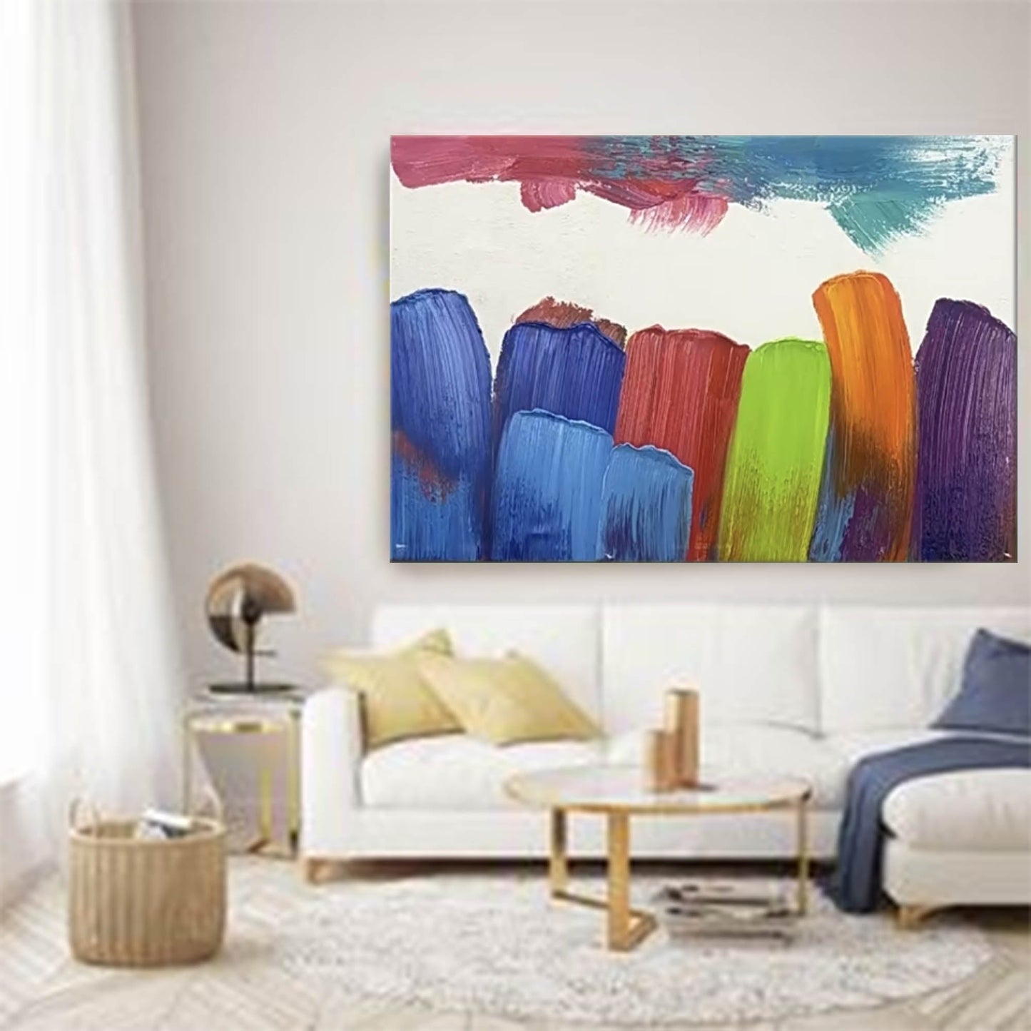 Vibrant Abstract Landscape Oil Painting for Modern Home Decor