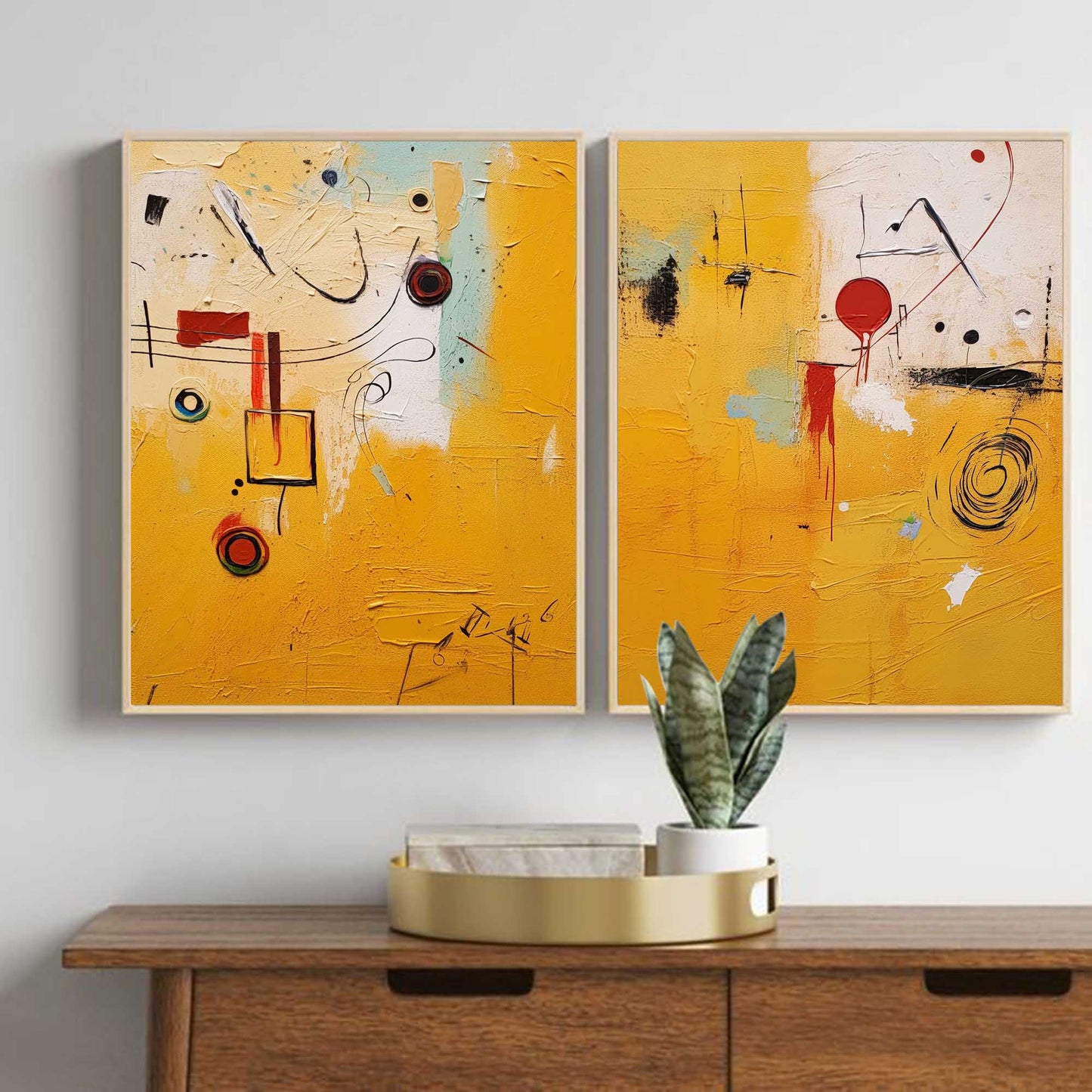 Vibrant Yellow Abstract Oil Painting for Modern Art Lovers