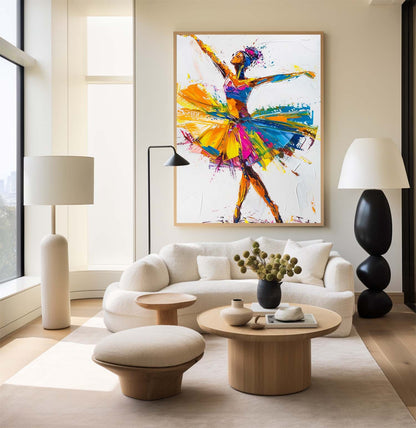 Vibrant Ballerina Dance Oil Painting in Modern Abstract Style for Unique Home Décor