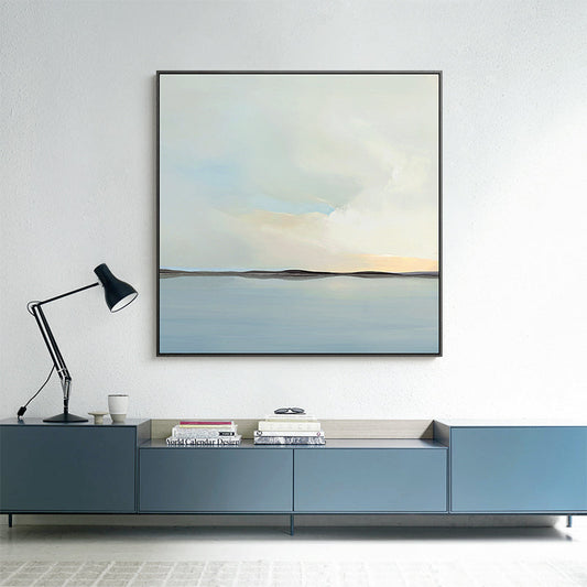 Serene Coastal Landscape Oil Painting for Tranquil Home Decor