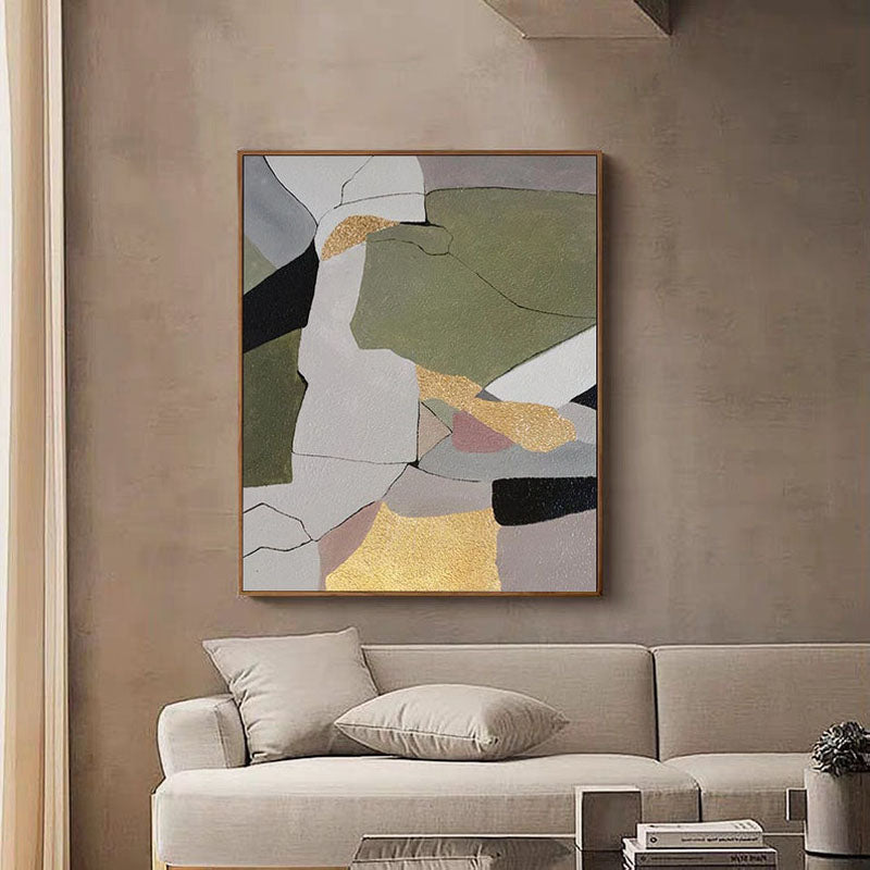 Abstract Harmony in Earthy Tones - Modern Oil Painting for Elegant Home Decor