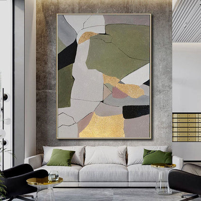 Abstract Harmony in Earthy Tones - Modern Oil Painting for Elegant Home Decor