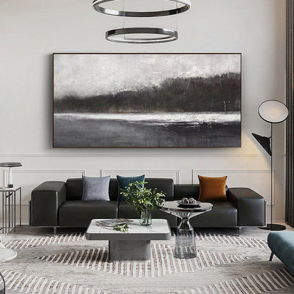 Serene Grayscale Landscape | Modern Abstract Oil Painting for Contemporary Home Decor